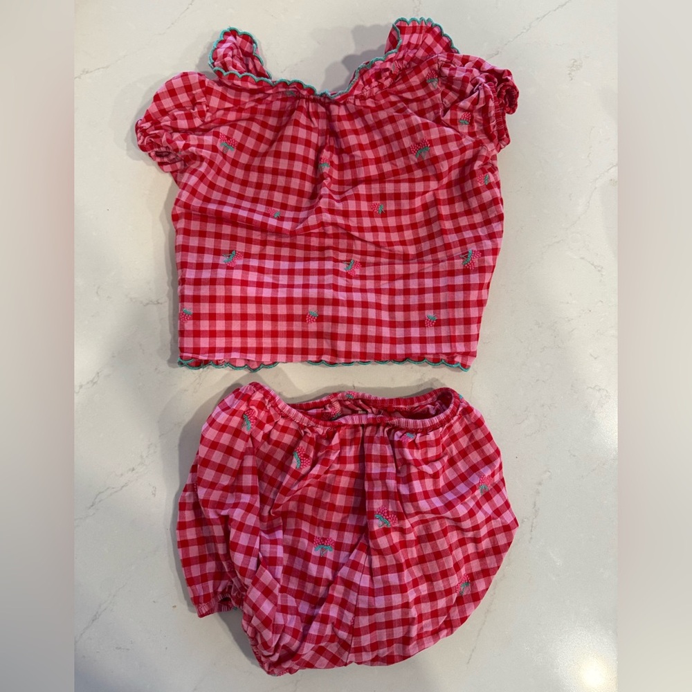 Kids Red Gingham Matching Set